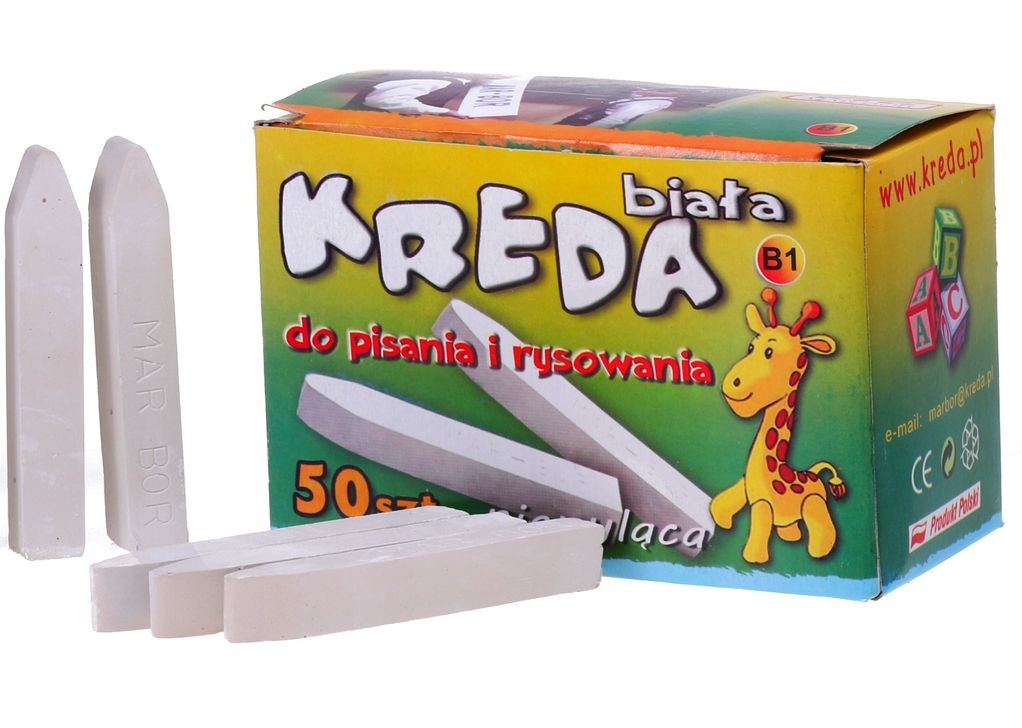 Kreda biała szkolna niepyląca 50 szt. - MAR-BOR