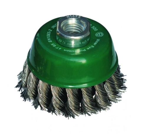 Szczotka doczołowa splatana Ø 65mm M14 INOX - ABRABORO