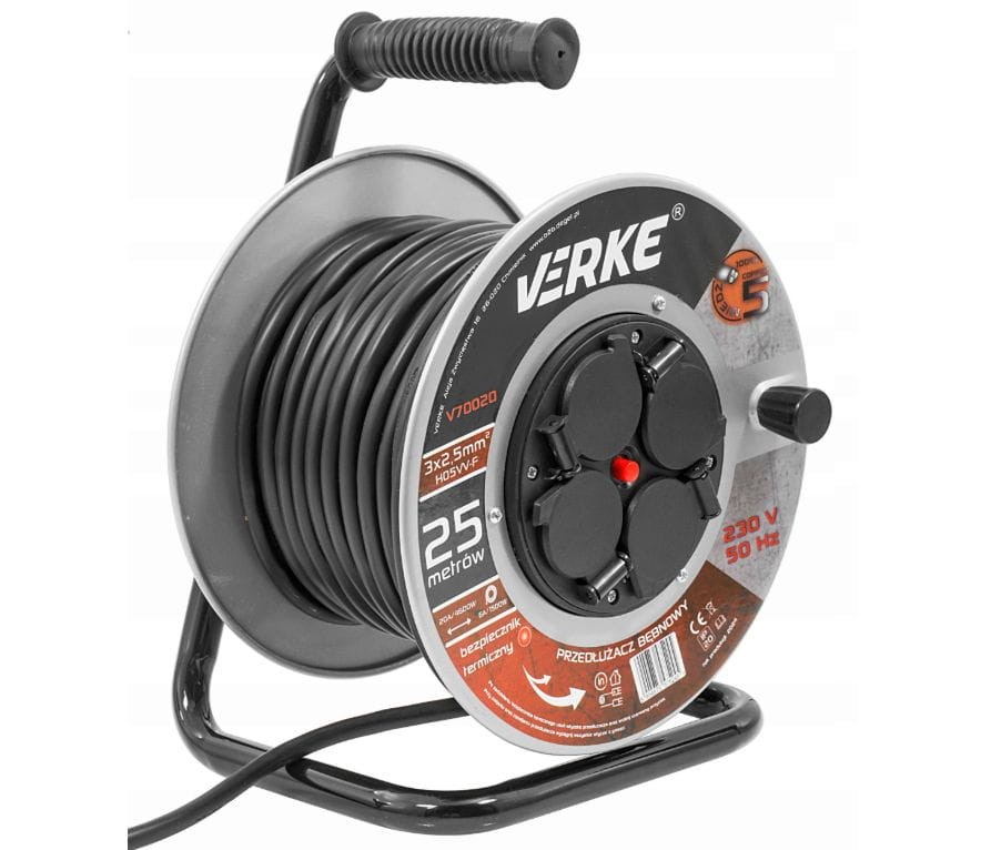 Przedłużacz bębnowy 3x2.5mm² 25m IP20 - VERKE