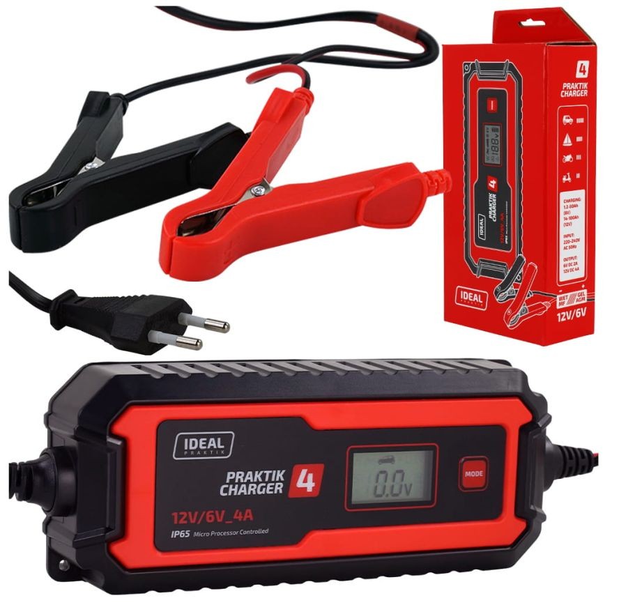 Prostownik PRAKTIK CHARGER 4 LCD 6/12V - IDEAL